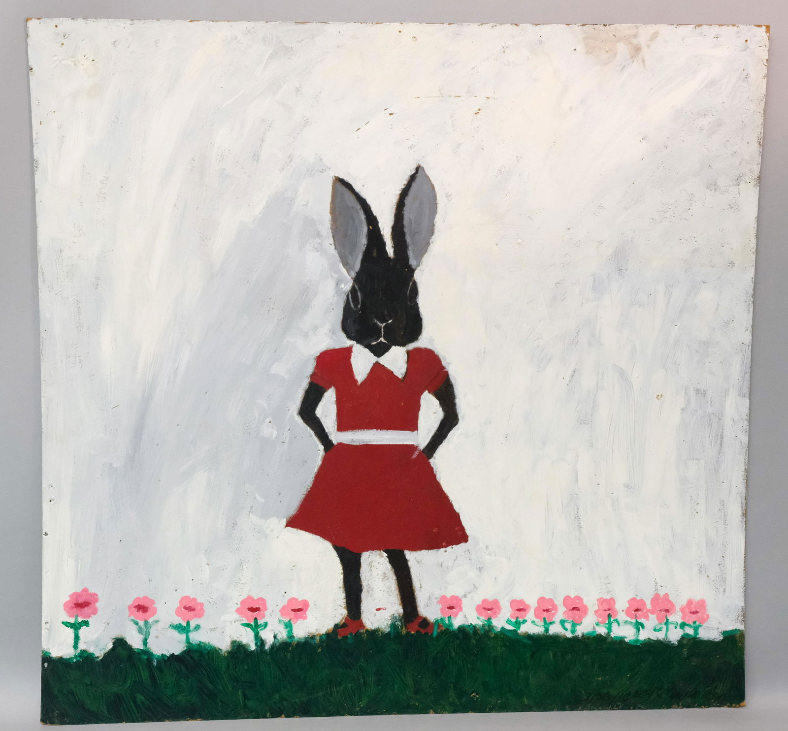 Earl Swanigan, Large Outsider Art Bunny Painting (1 of 3)