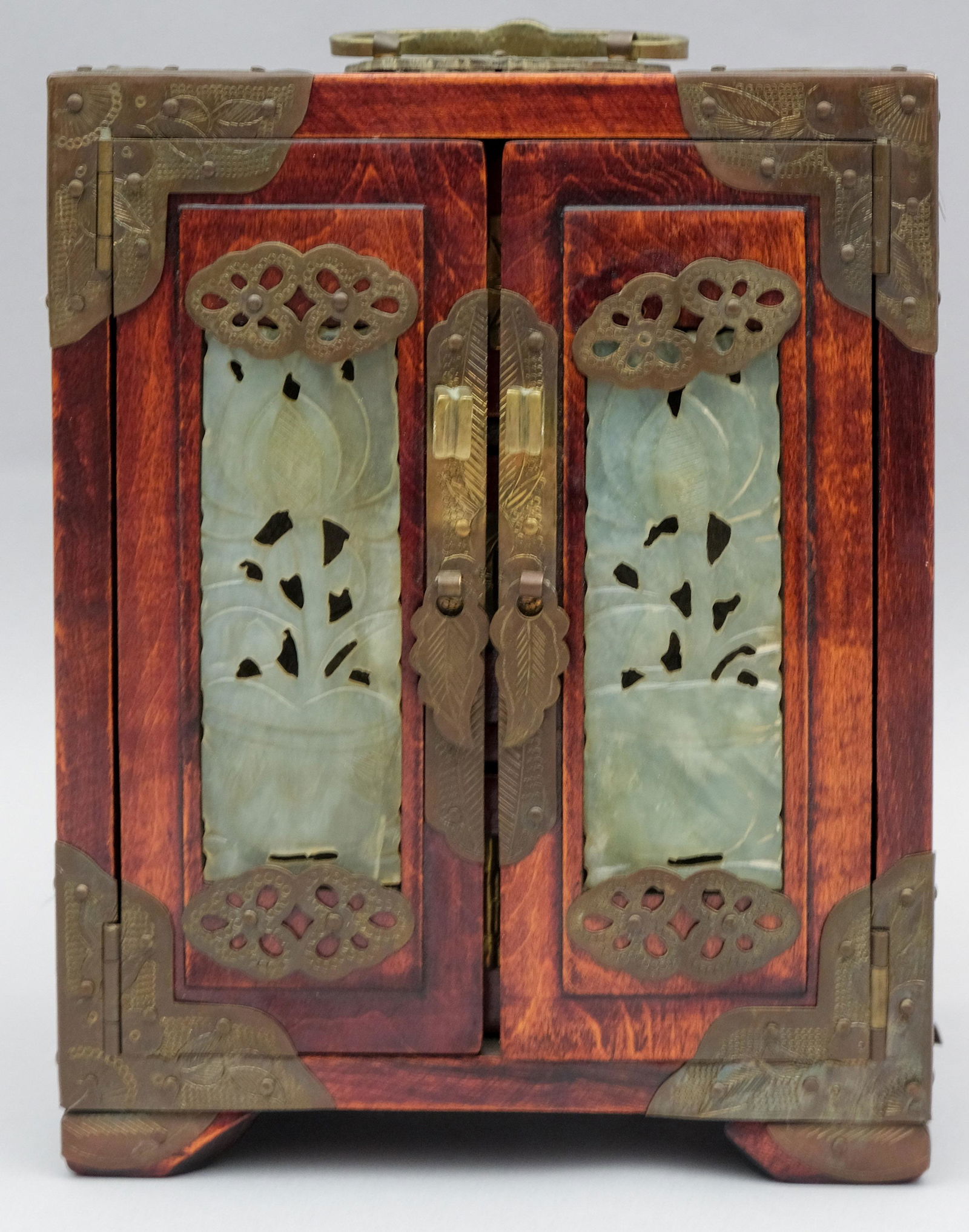 Rosewood and Carved Jade Jewelry Box (1 of 9)