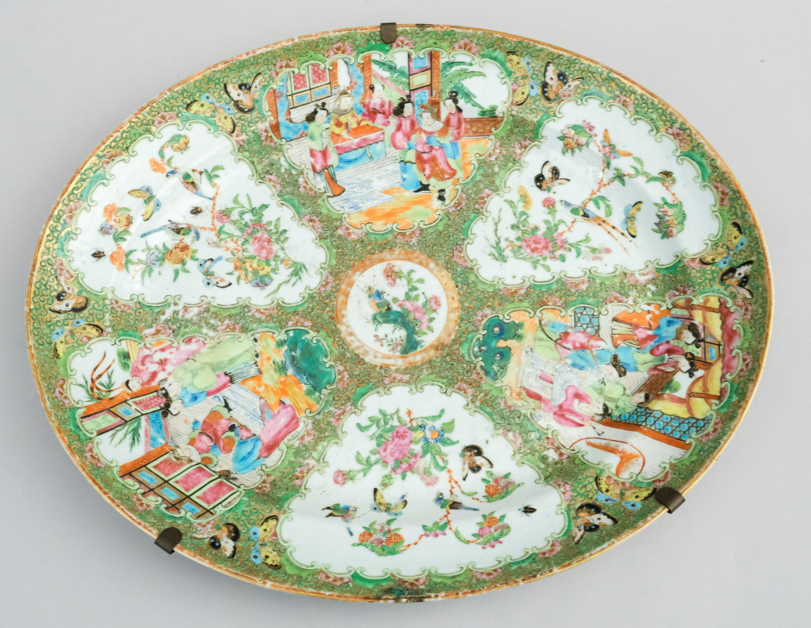Large 19th Century Rose Medallion Platter (1 of 5)
