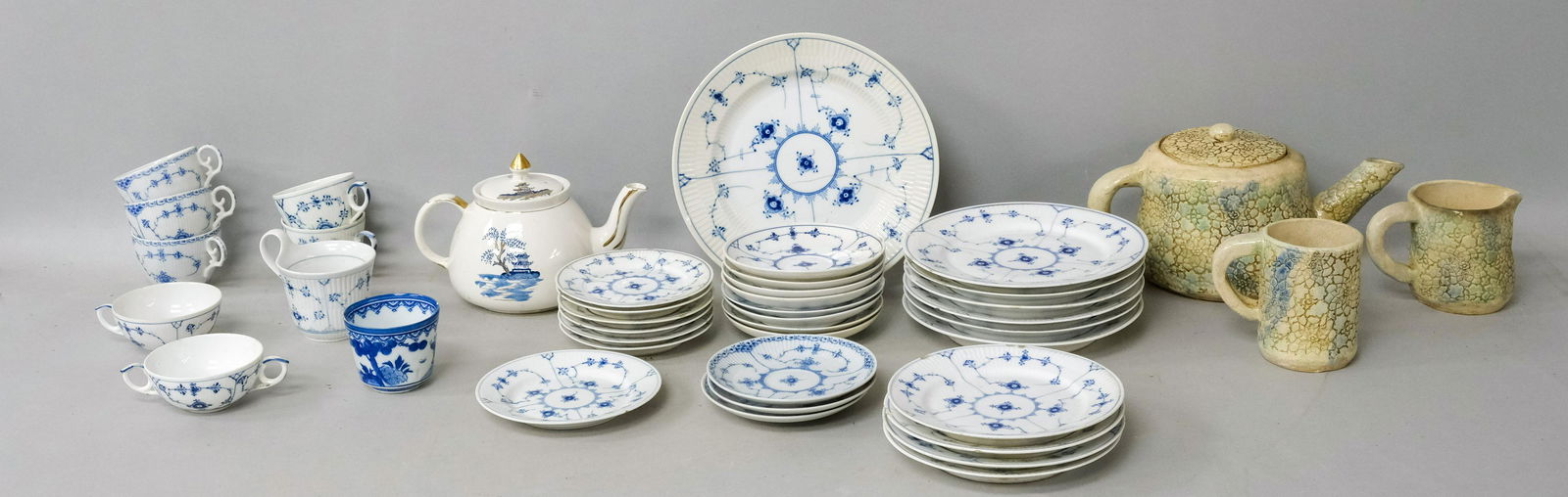 Porcelain and Pottery Lot Including Blue Fluted (1 of 10)