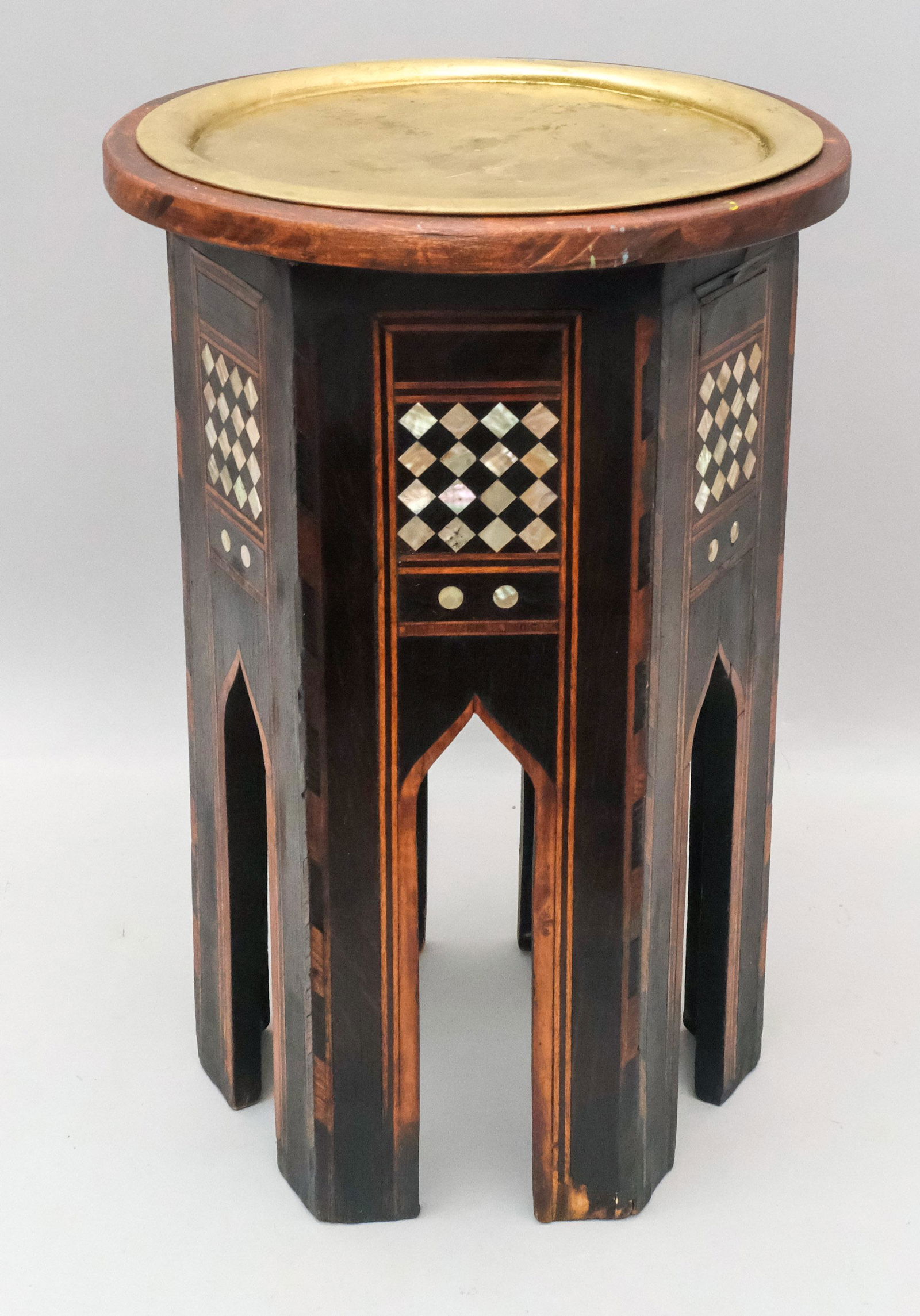 Moroccan Brass Tray Top Tabouret Table (1 of 7)