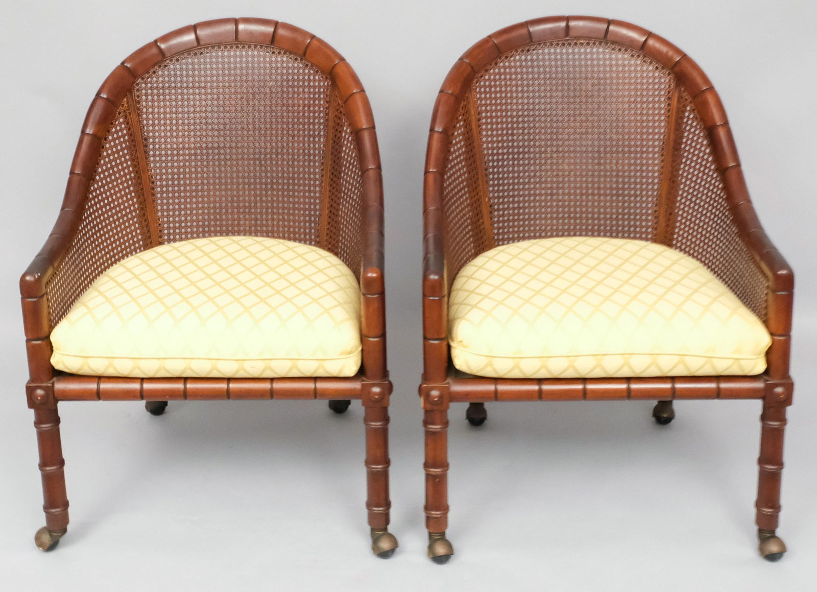 Pair Widdicomb Faux Bamboo & Cane Tub Chairs (1 of 9)