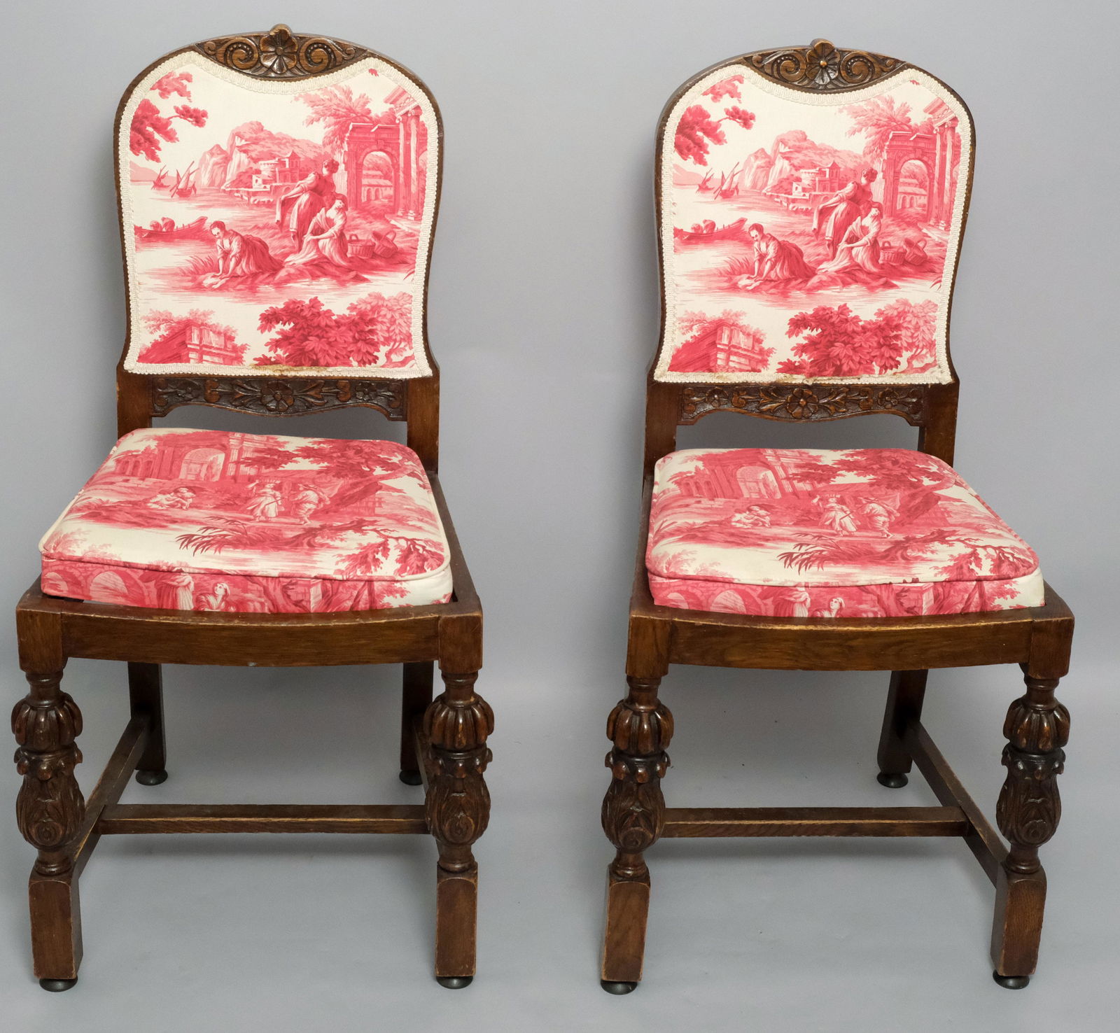 Pair Carved Jacobean Style Chairs (1 of 10)