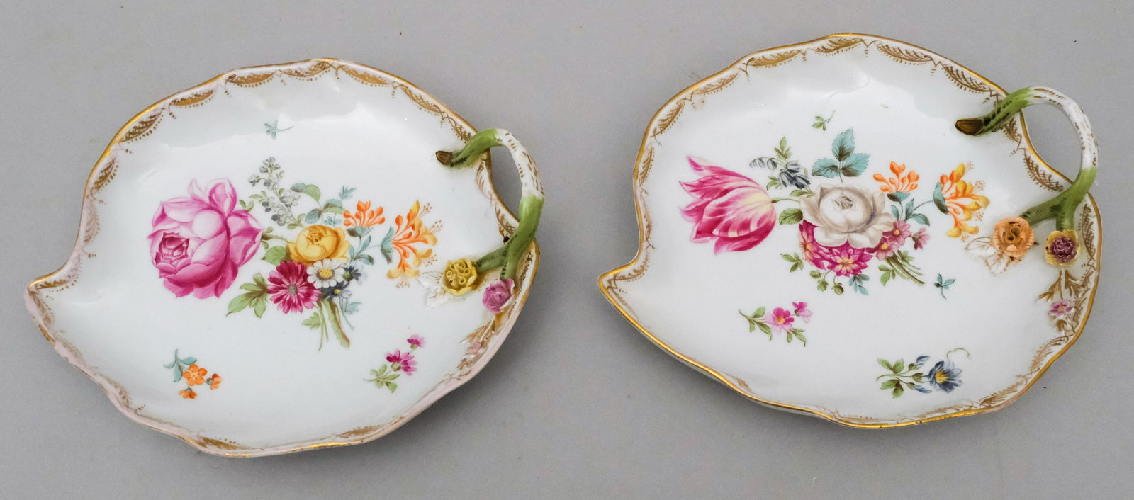 Early Carl Thieme Pair Porcelain Leaf Dishes (1 of 9)