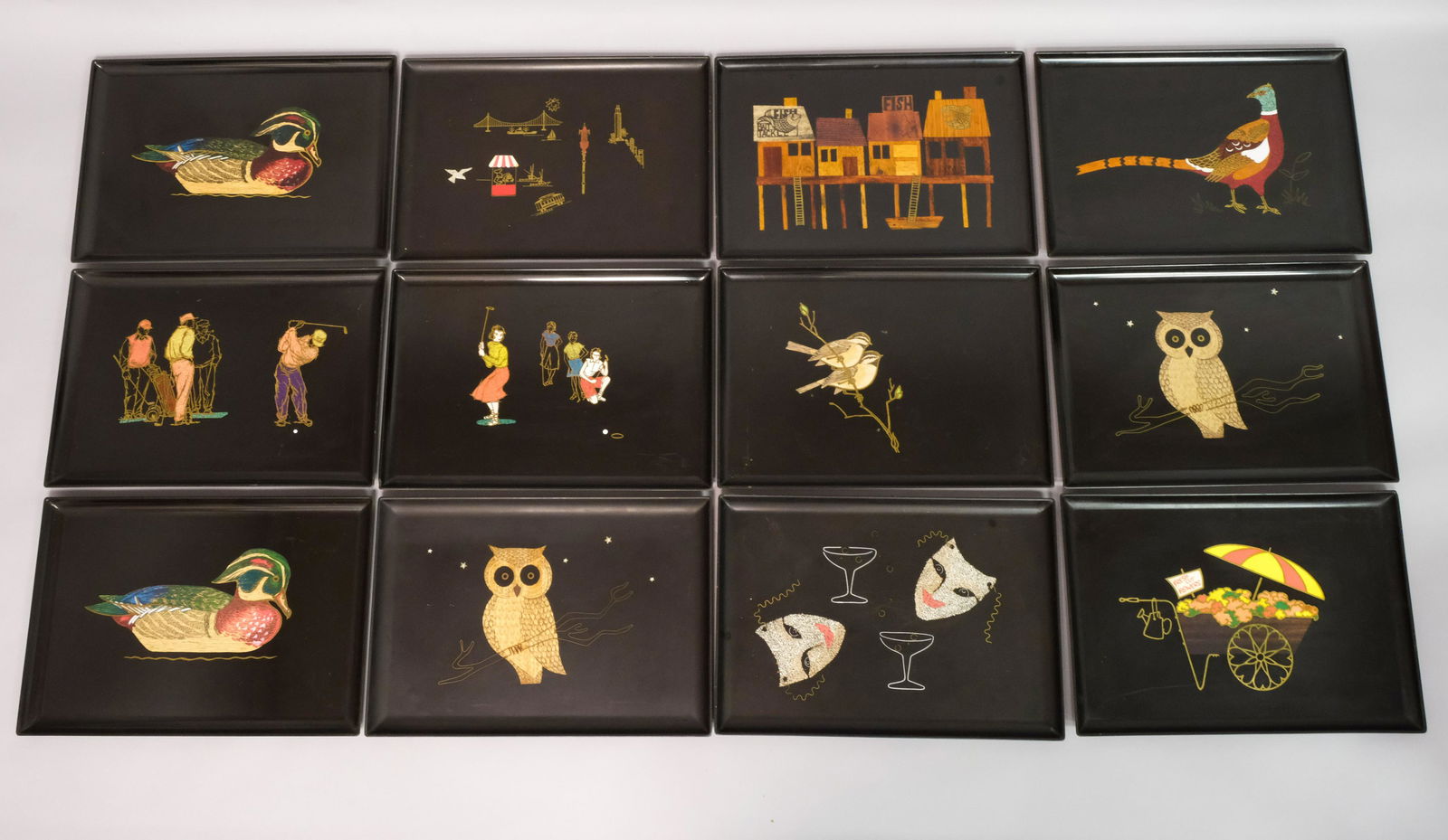 Lot of 12 Couroc California MCM Large Bar Trays (1 of 9)