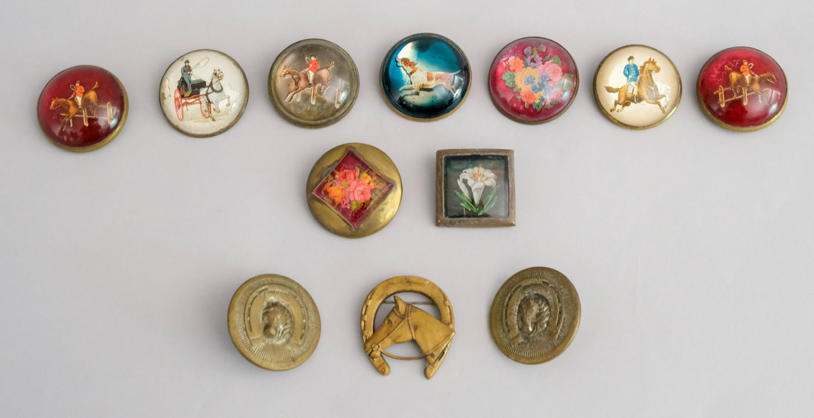 Lot of 12 Bridle Buttons or Rosette Brooches (1 of 5)