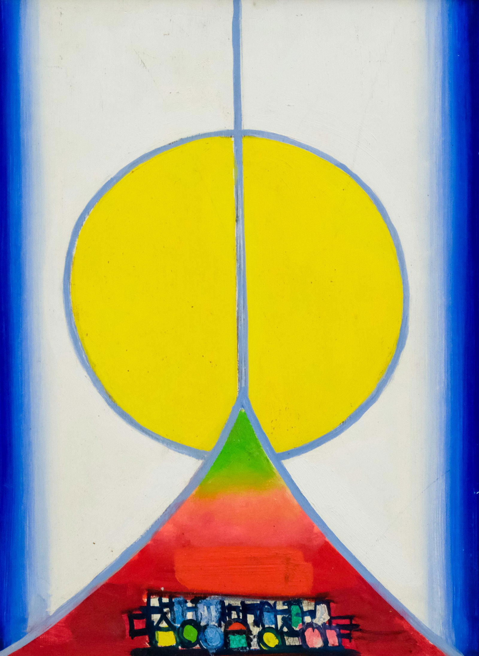 Henry Kallem, Monhegan Series: Henry Kallem (NY/MA/ME, 1912-1985) Oil on masonite abstract, from the Monhegan Series (Sunrise Sunset) 1965, 12" x 16" panel, 13 1/4" x 17 1/4" framed.