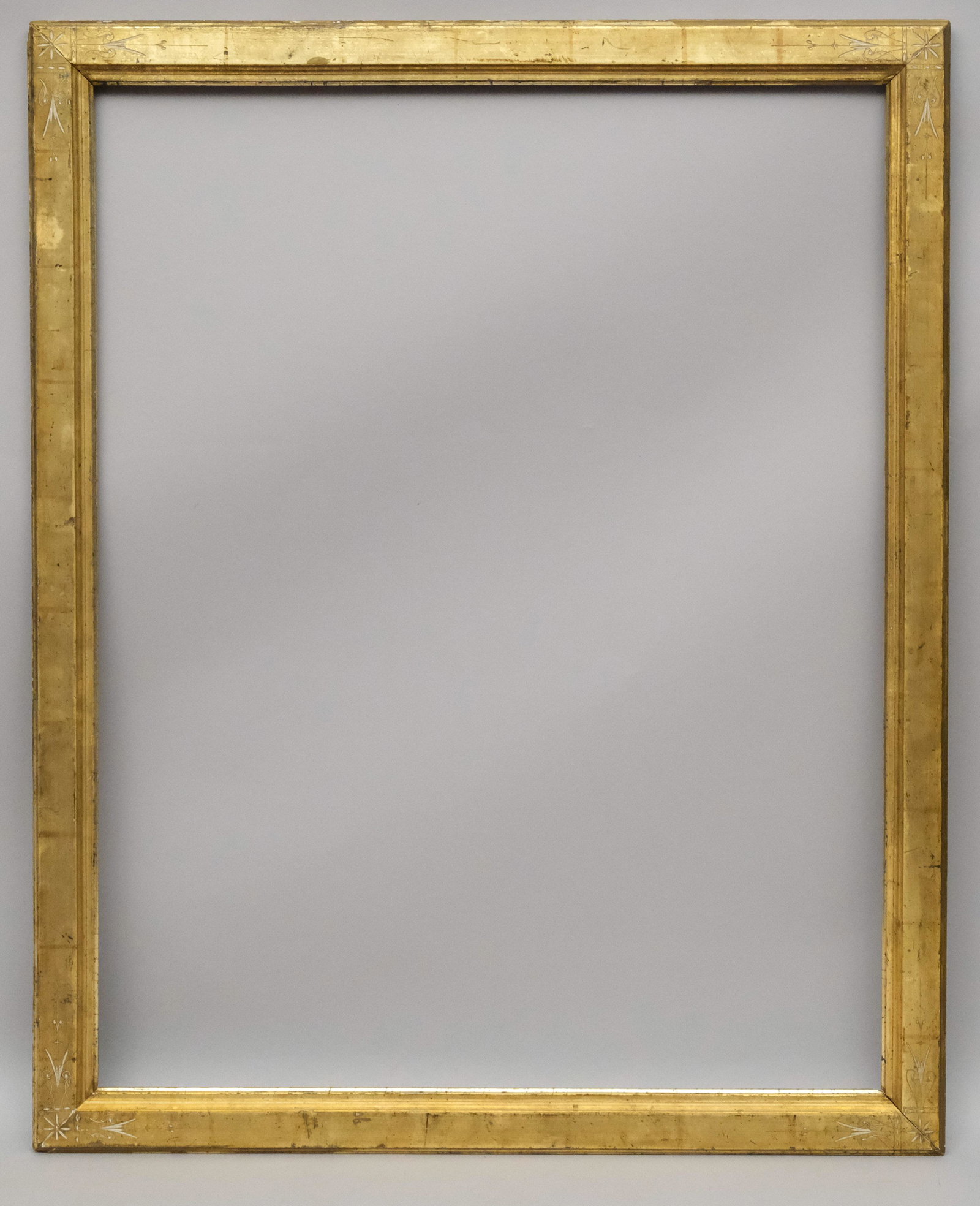 American Eastlake Lemon Gold Frame: American, ca. 1870, gilded and incised. Rabbet: 25" x 31 1/2" Overall Dimensions: 28 1/2" x 35" Molding Width: 2"