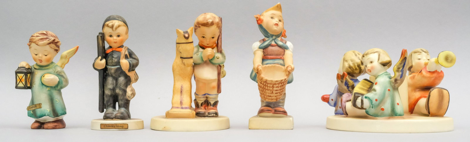 Lot of 5 Hummel Figurines: All marked as shown. Sizes from 2 1/2" to 4 3/8".