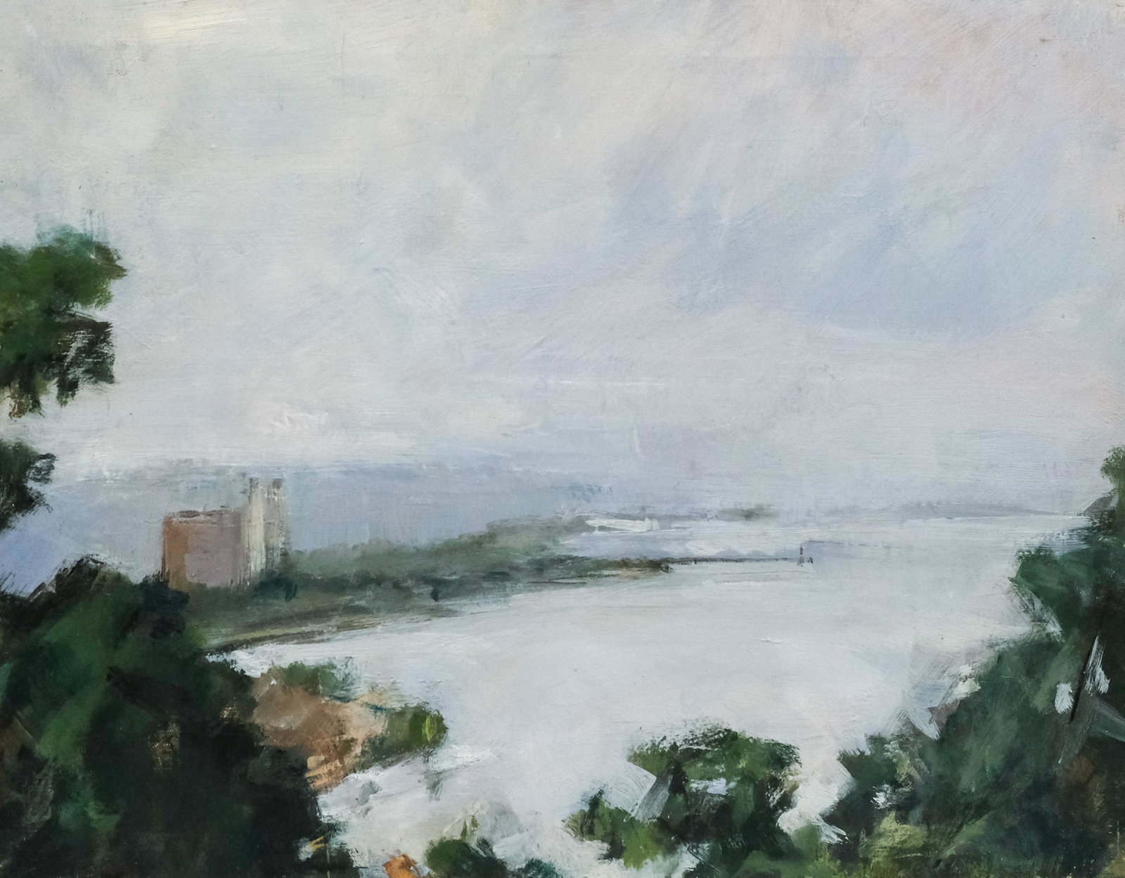 Joel Corcos Levy, Haverstraw Study: Joel Corcos Levy, ca. 1989, oil on canvas depicting a coastal scene, unsigned 20 1/8" x 25 7/8" canvas, unframed. Provenance: Babcock Galleries.