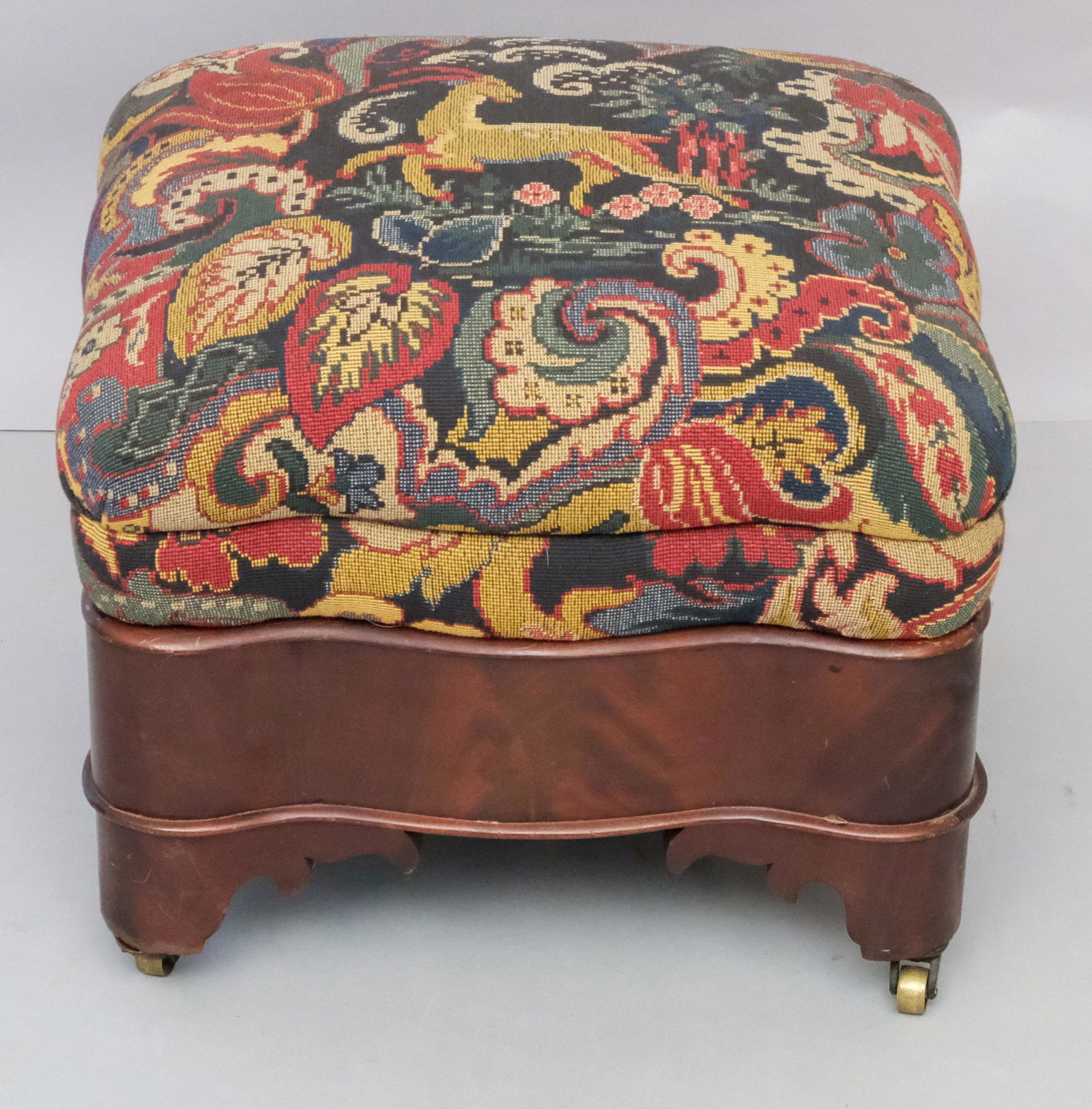 Empire Footstool with Needlepoint of Stag (1 of 7)