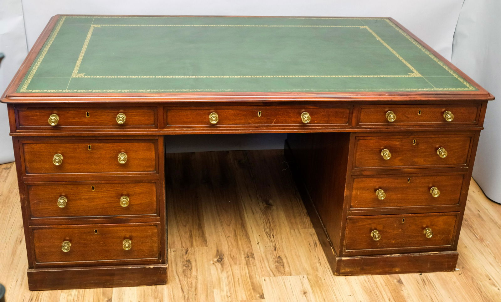 Mahogany Georgian Style Leather Top Partner's Desk (1 of 7)