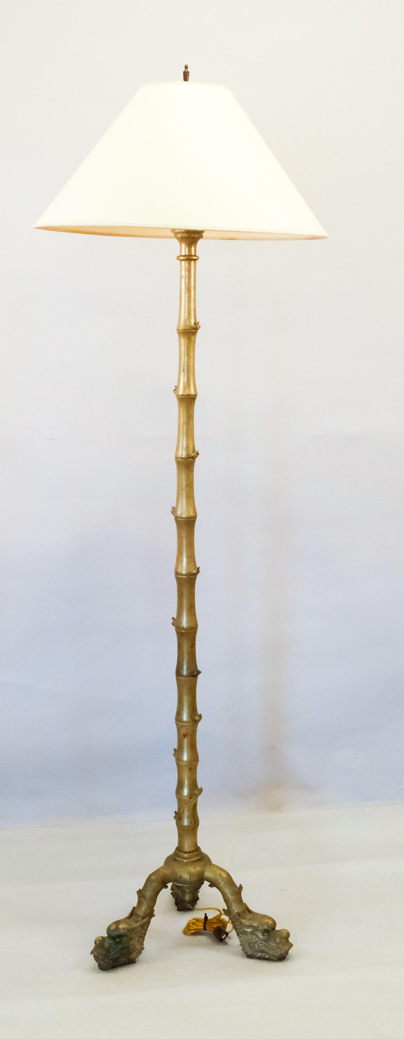 Large Chinese Bronze Faux Bamboo Floor Lamp (1 of 7)