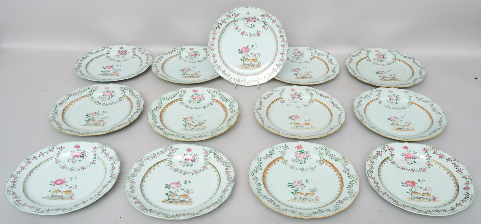 Set 13 Old Chinese Export Porcelain Quail Plates (1 of 9)