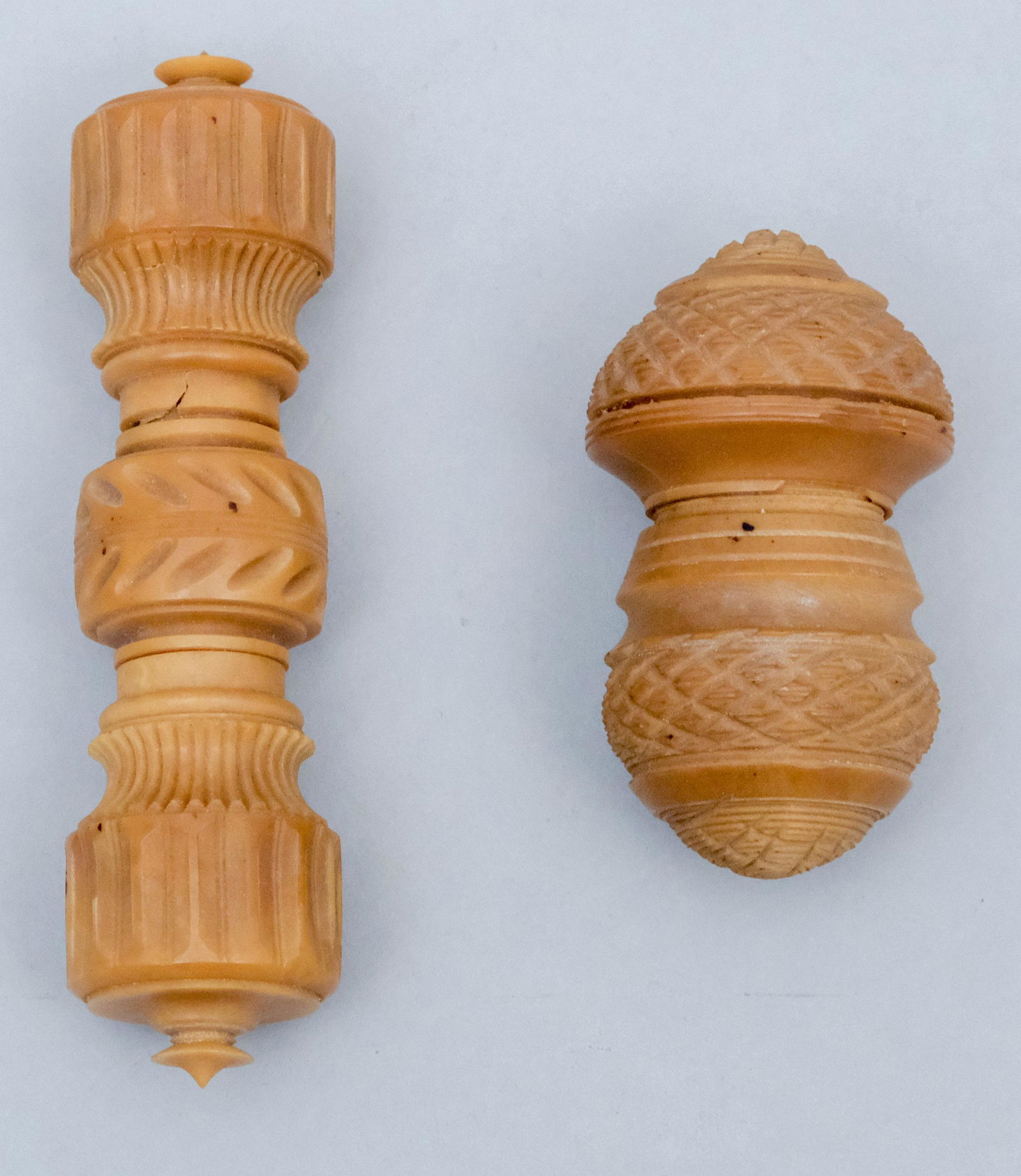 2 Carved Tagua Nut Sewing Cases (1 of 10)