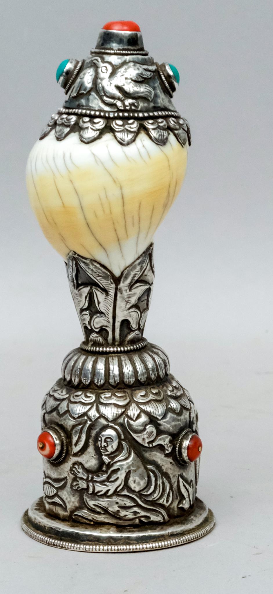 Tibetan Chinese Silver Mounted Shell (1 of 7)