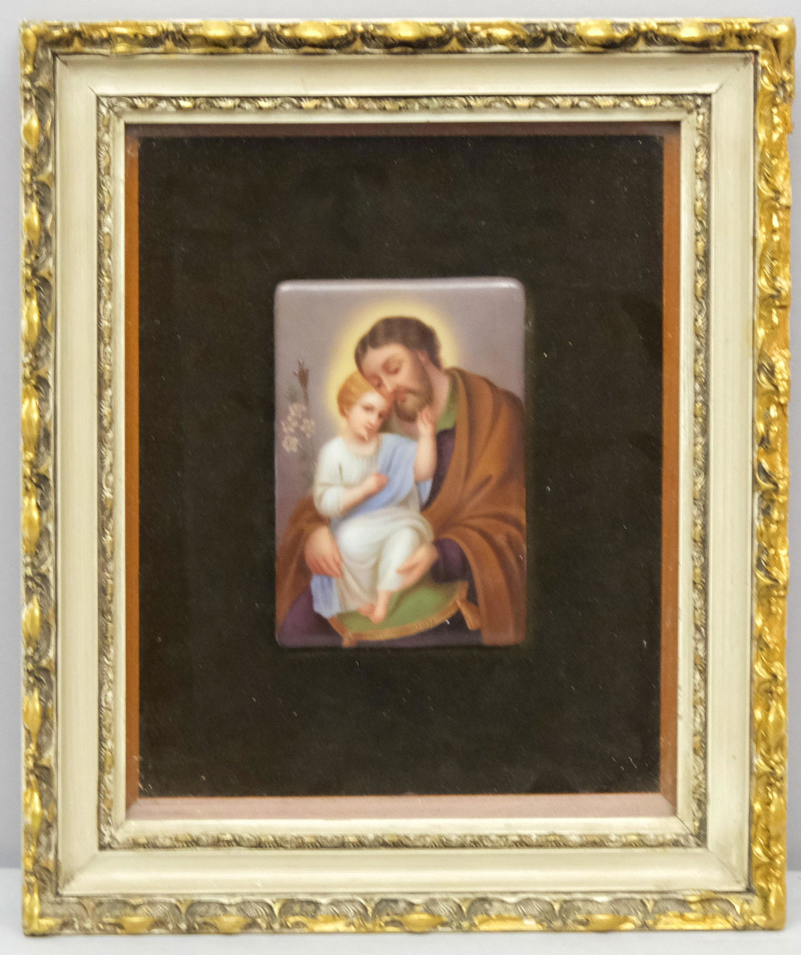 Hand Painted Porcelain Plaque, Jesus & Joseph (1 of 3)