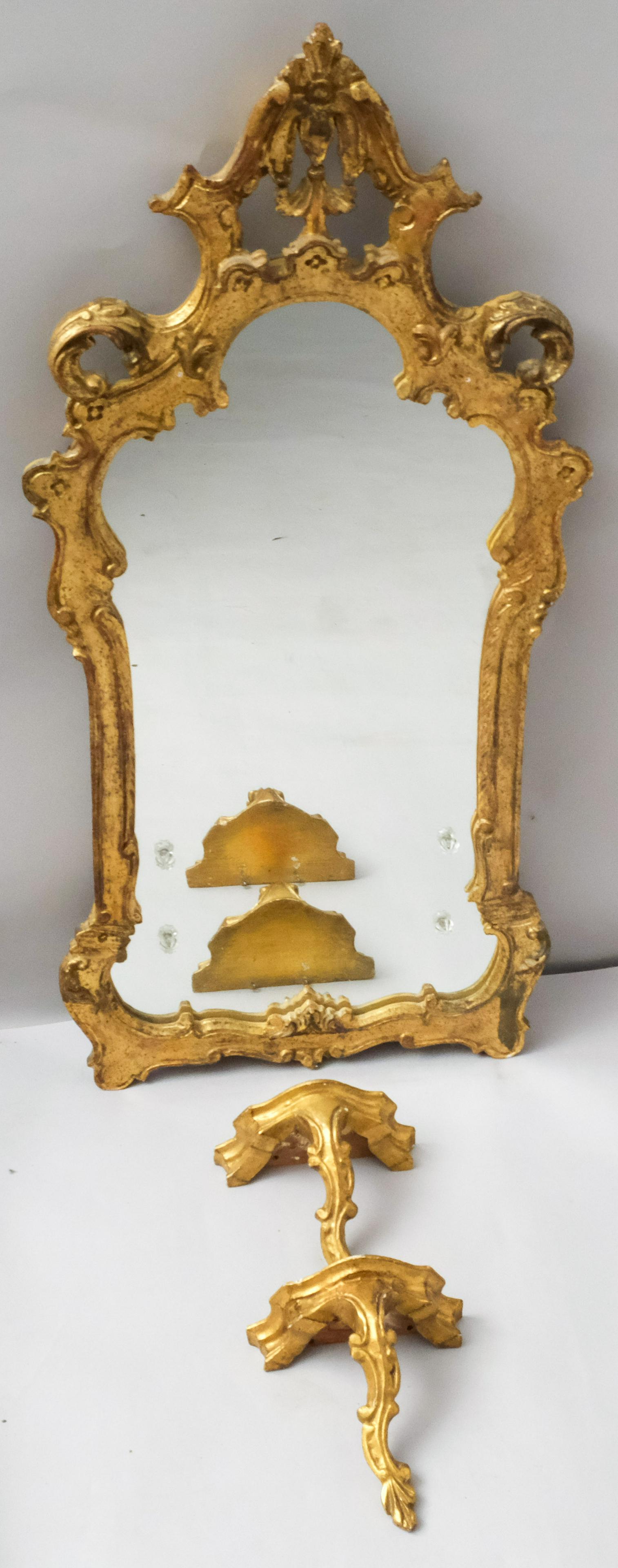 Italian Giltwood Mirror & 2 Giltwood Shelves (1 of 9)