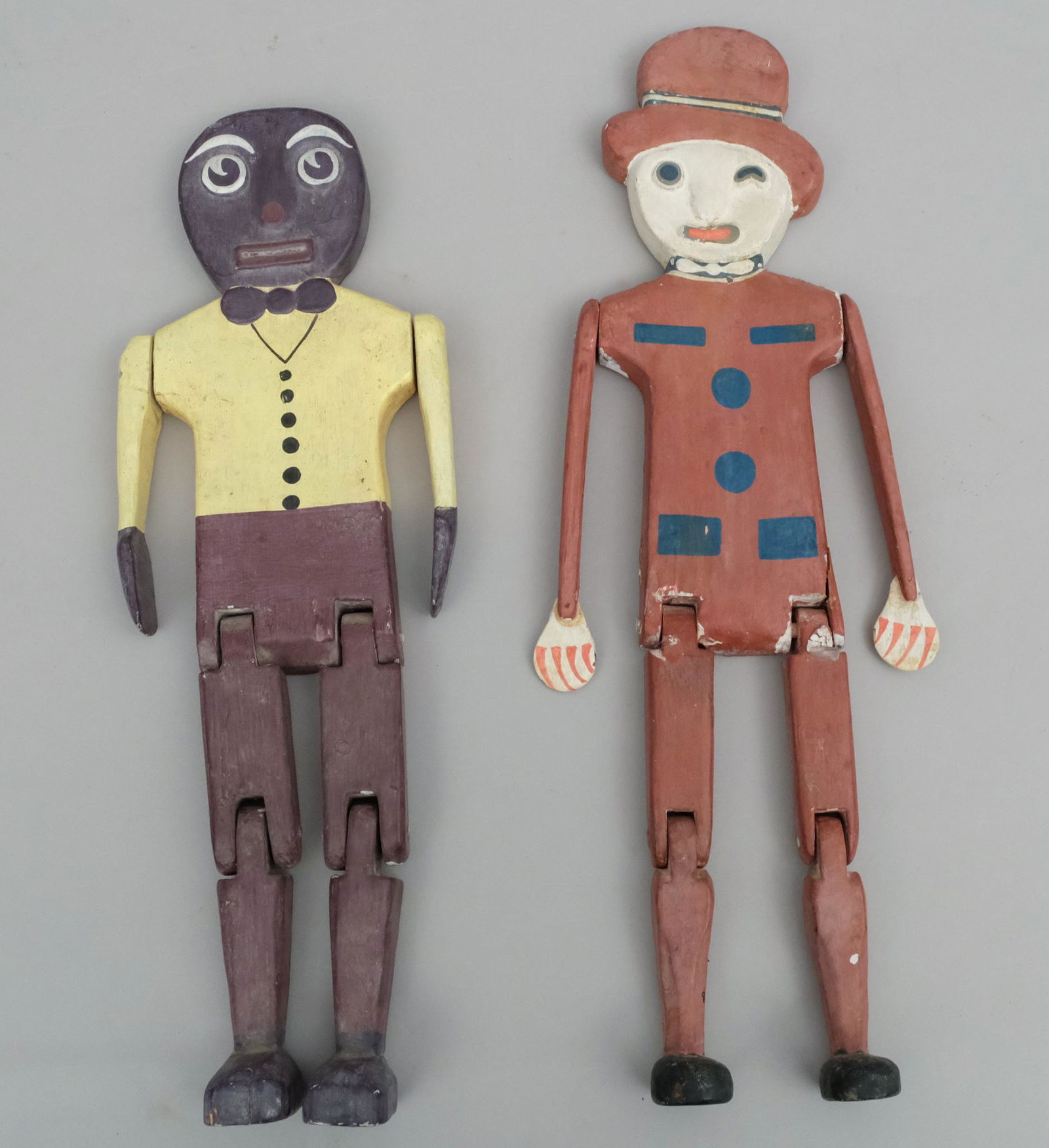 Lot of Two Folk Art Articulated Play Dolls (1 of 8)