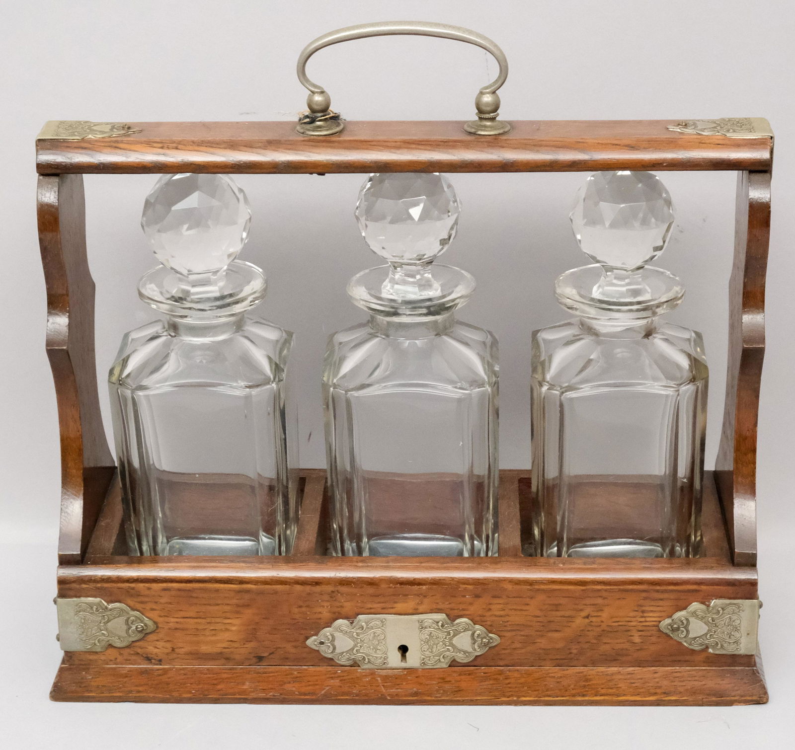 Antique Oak Edwardian Tantalus (1 of 10)