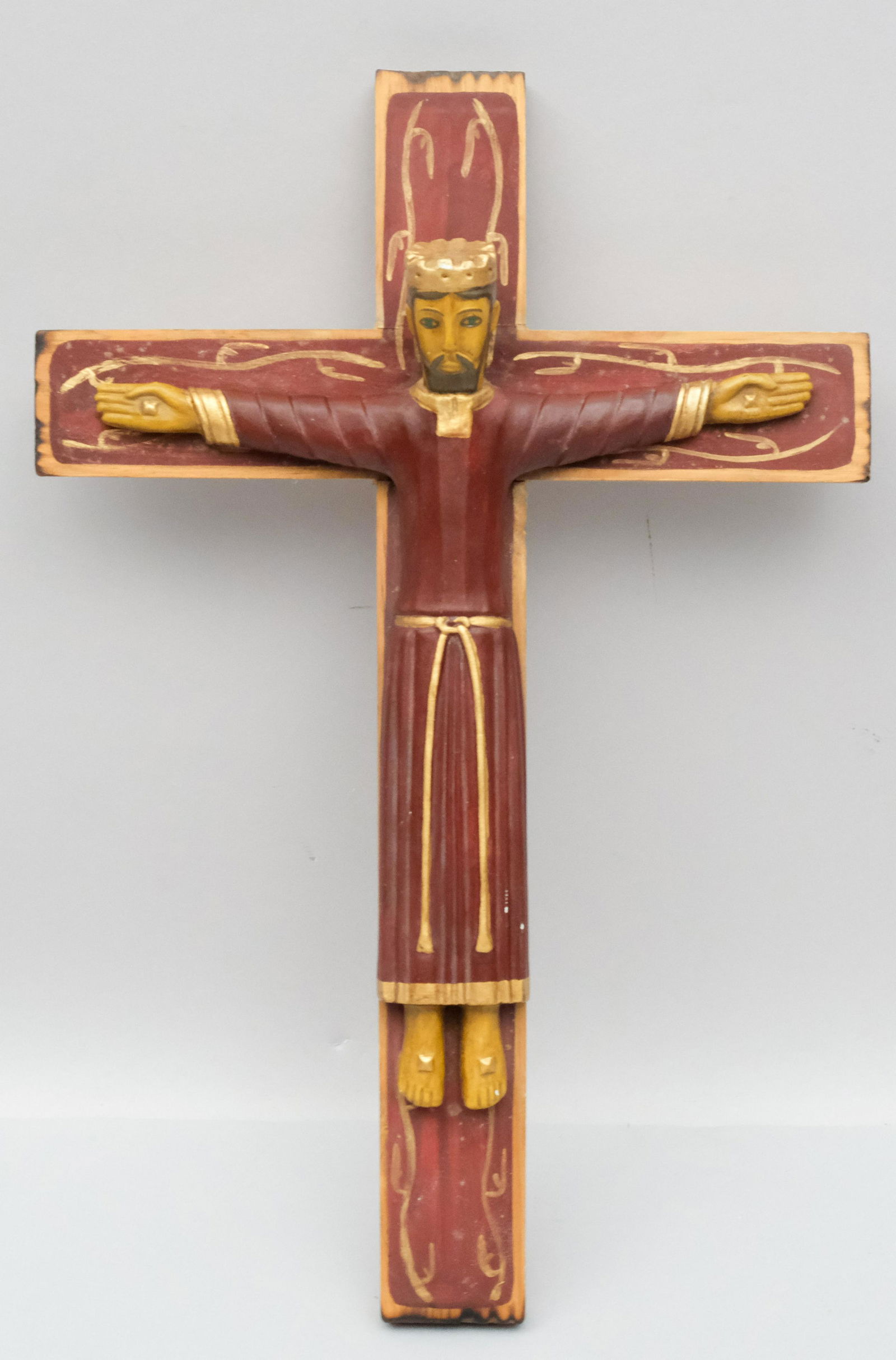 Argentine Folk Art Carved & Polychrome Crucifix (1 of 8)