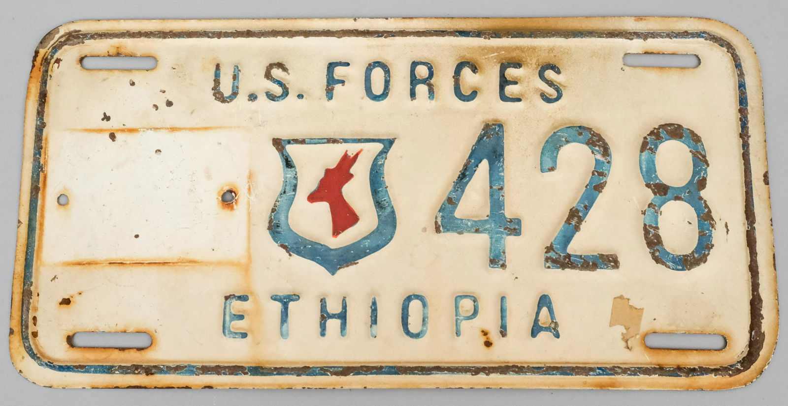 Ethiopia U.S. Forces Vehicle License Plate (1 of 2)