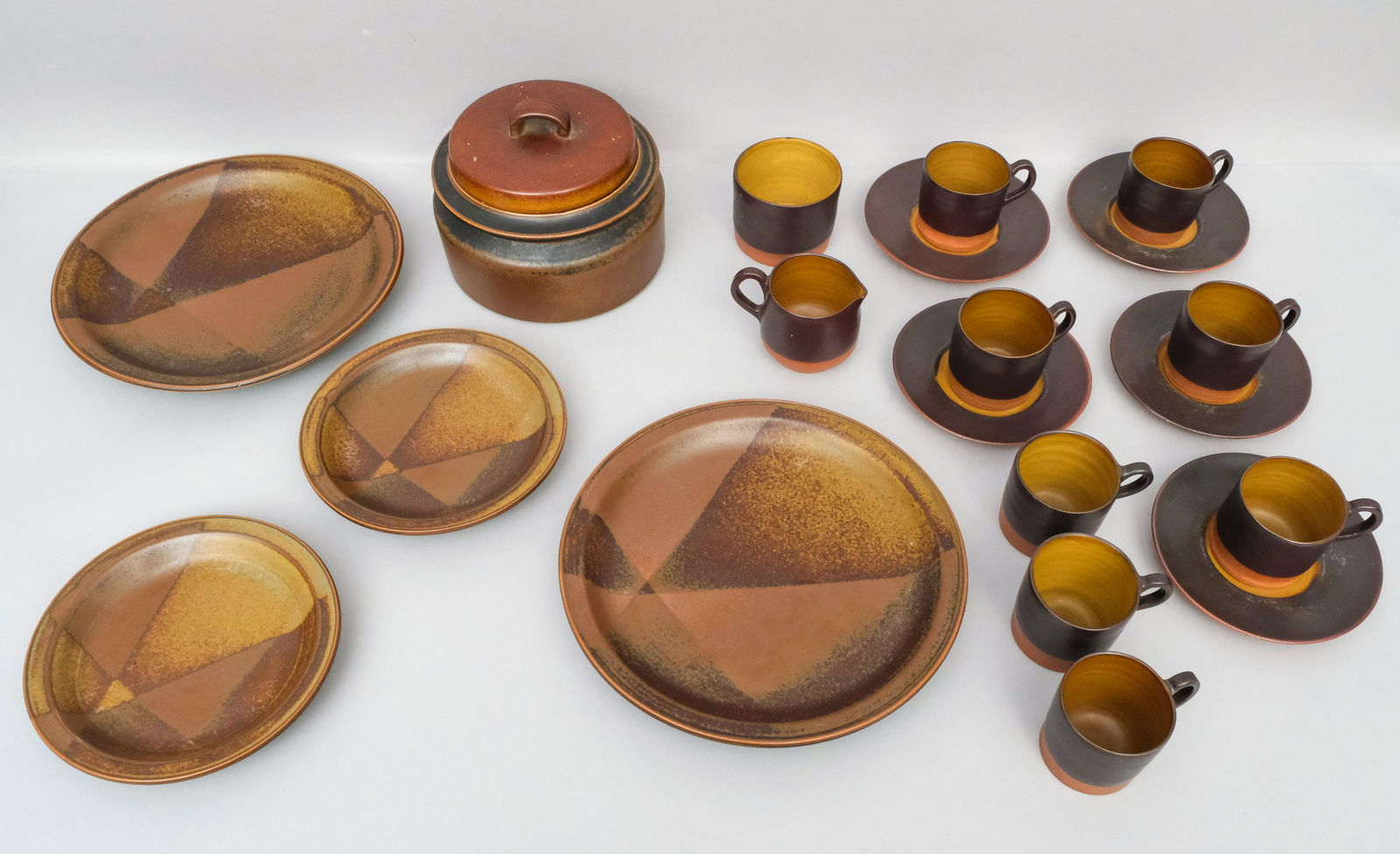 Lot of Earthtone MCM Studio Art Pottery Dinnerware (1 of 8)