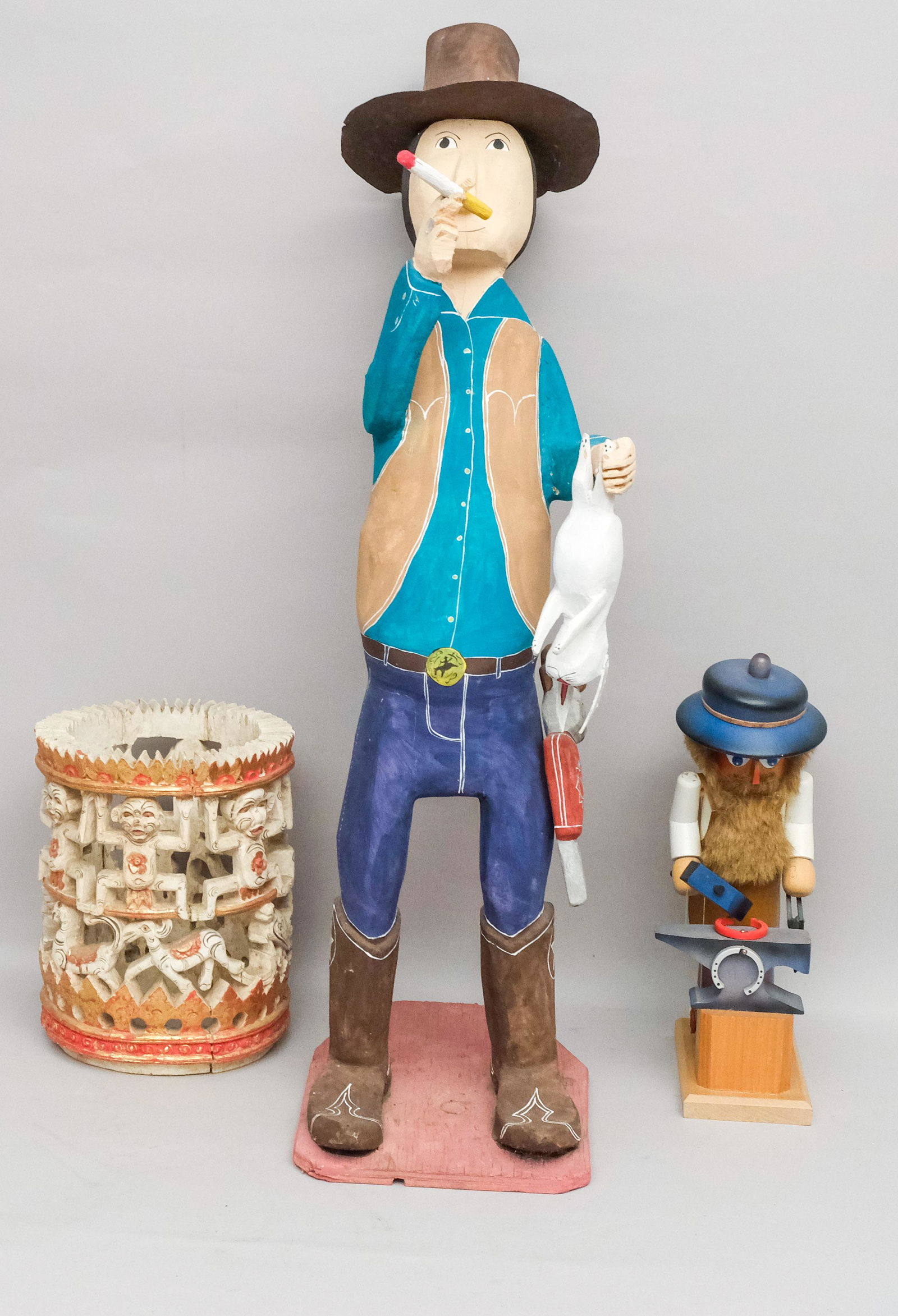 Lot of 3 Carved Wooden Decorative Items (1 of 10)