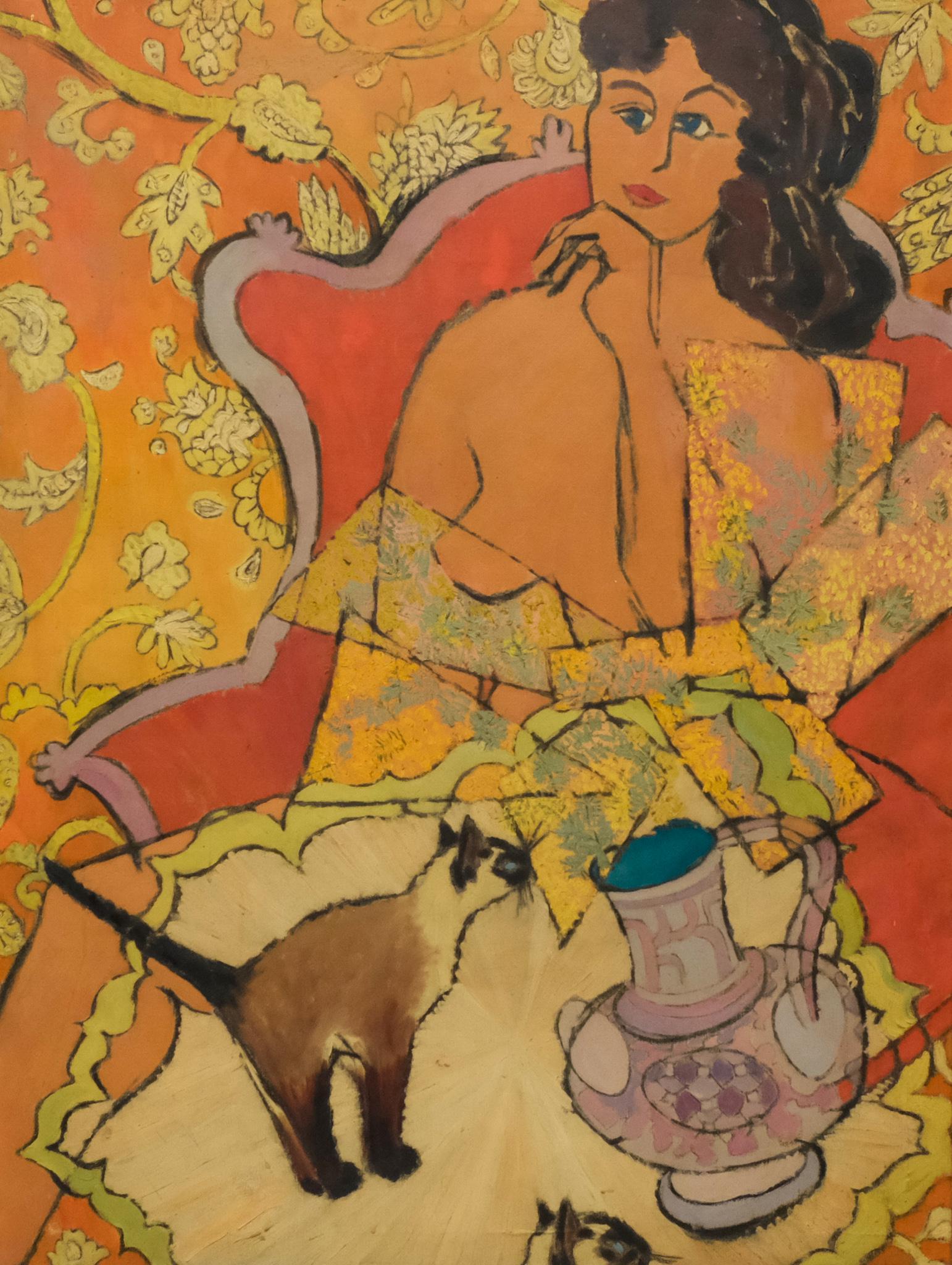 Attr. Lilian MacKendrick, Lady with Siamese Cats (1 of 5)