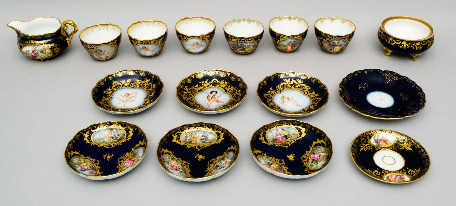 Group of Blue and Gold Decorated Dresden Porcelain (1 of 10)