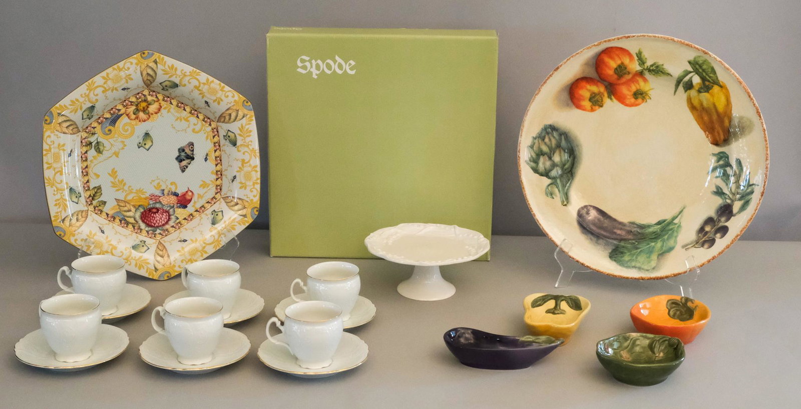 Assorted Fine Signed Porcelain: Including Spode, Williams Sonoma, etc.