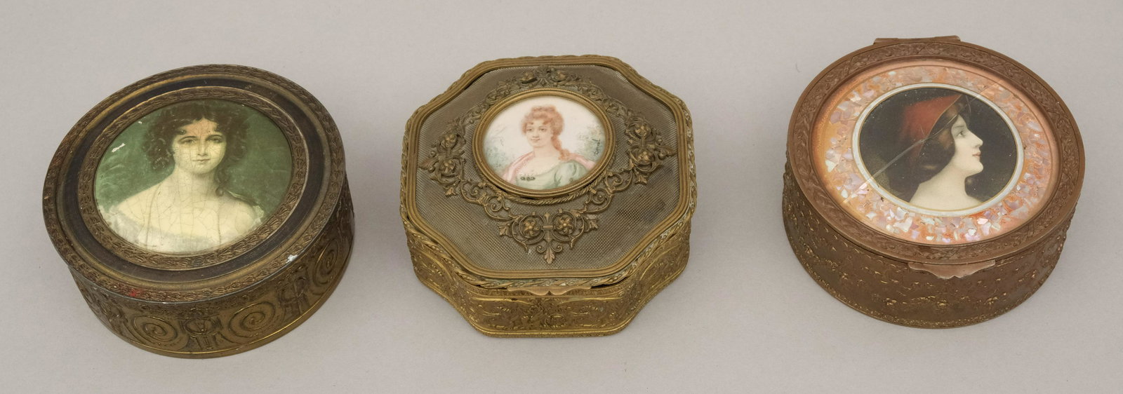 Group of 3 Grand Tour French Bronze Portrait Boxes (1 of 10)