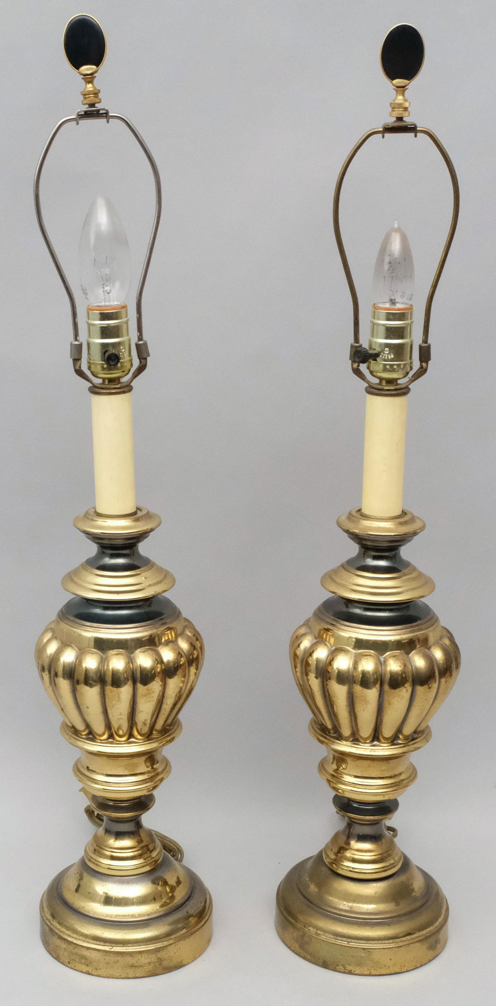 Pair of Scalloped Brass Lamps (1 of 6)