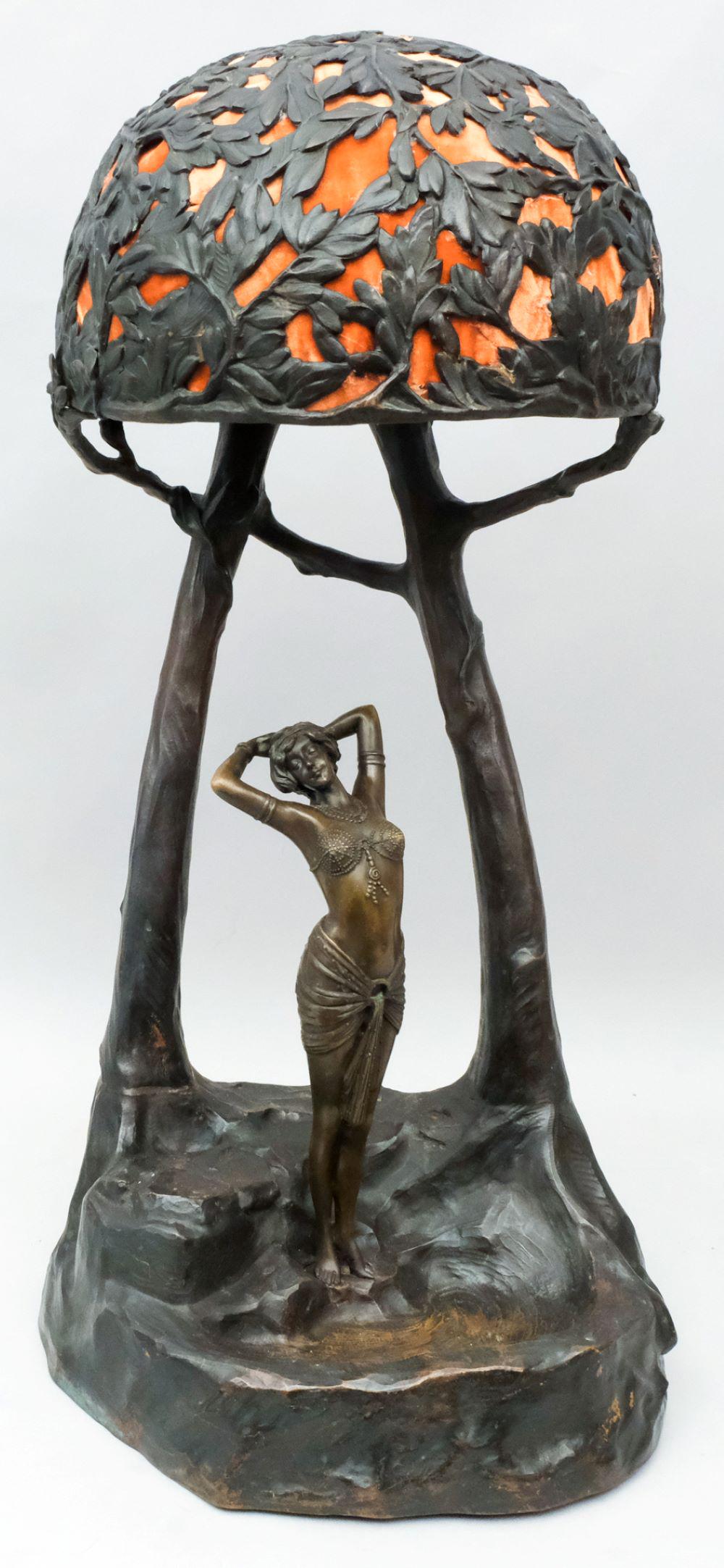 Large Bronze Art Nouveau Lamp by Alfonso Titze (1 of 11)