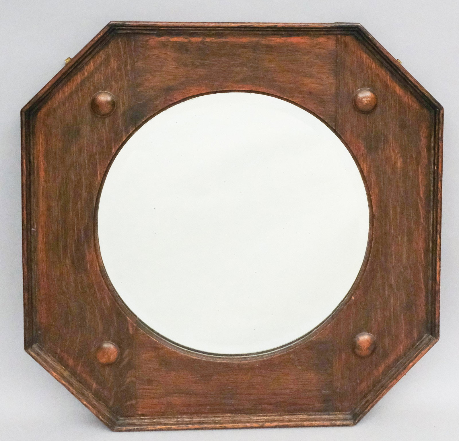Arts & Craft Oak Porthole Mirror (1 of 4)