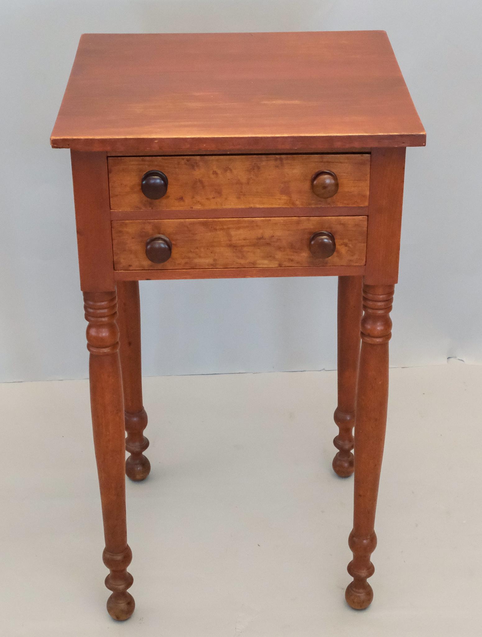 Red Stained Stand with Two Birdseye Maple Drawers (1 of 8)