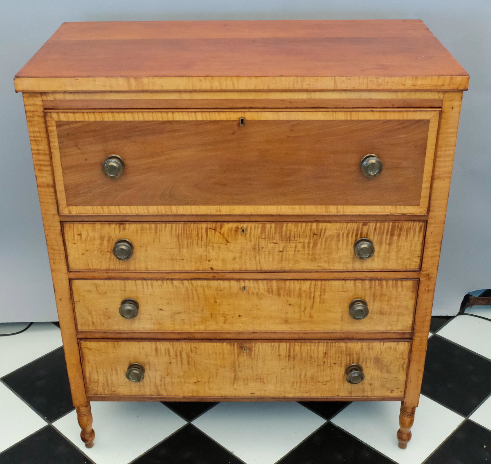Antique Fold-out Desk over Three Drawer Dresser (1 of 9)