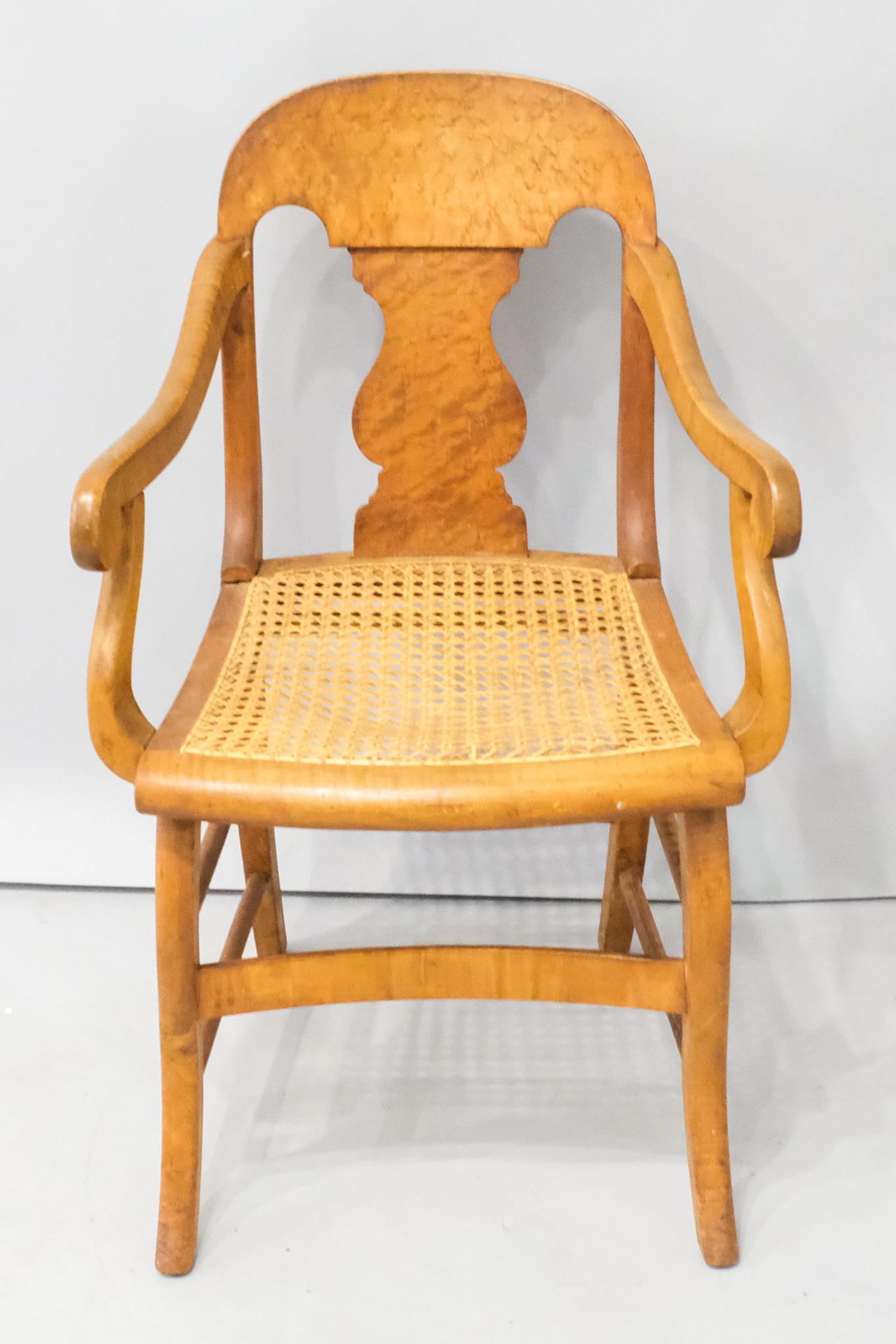 Antique Tiger and Bird's Eye Maple Armchair (1 of 6)
