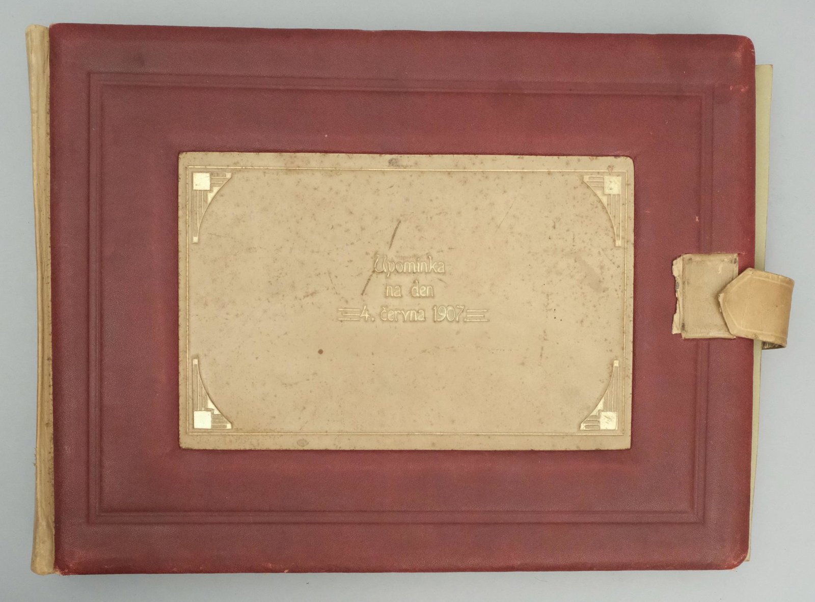 Antique Czech Scrap Book & Wedding Album: With various correspondences and photographs, mostly dating 1907. Measures 13" X 9 1/2" X 1 1/2".