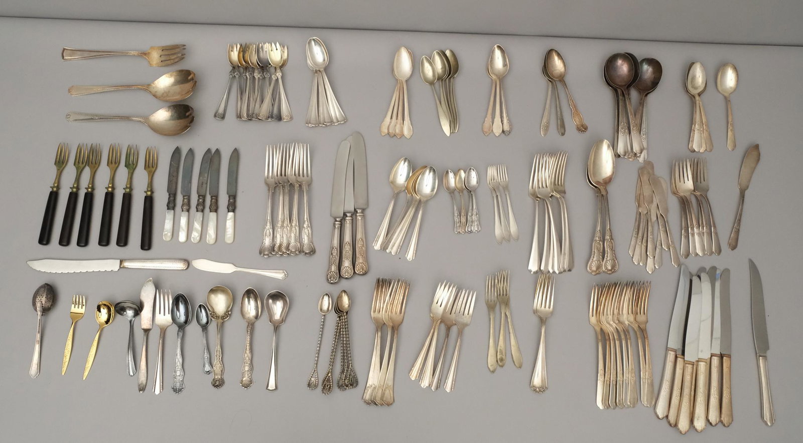 Large Lot of Silver Plate Flatware: Various forms, patterns, and makers.