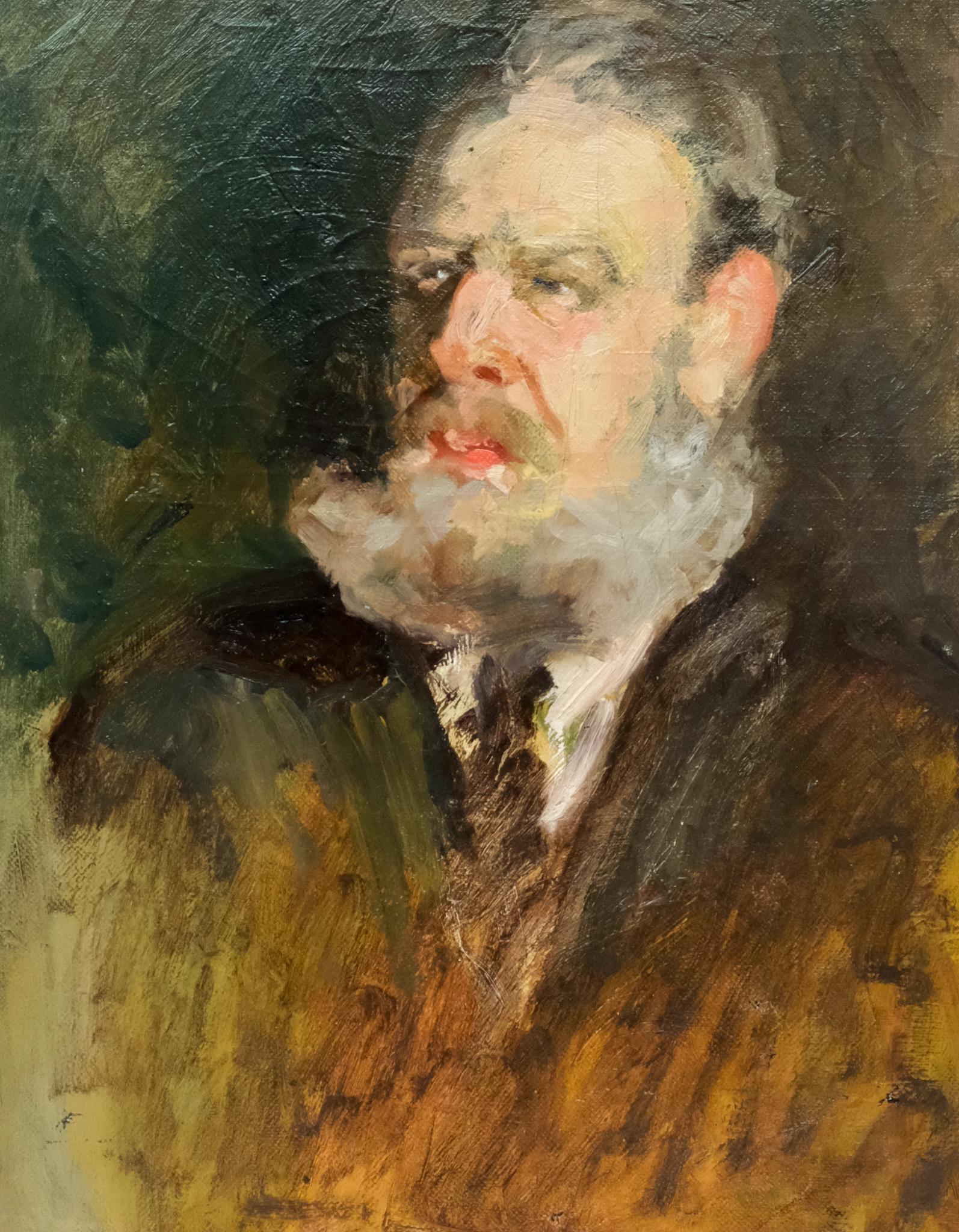 Manner of William Merritt Chase, Portrait: American, ca. 1890, oil on canvas laid on board depicting a beaded man in the manner of Chase, housed in a gilt frame, 15 1/2" x 19 1/2" canvas, 20 3/4" x 24 3/4" framed.