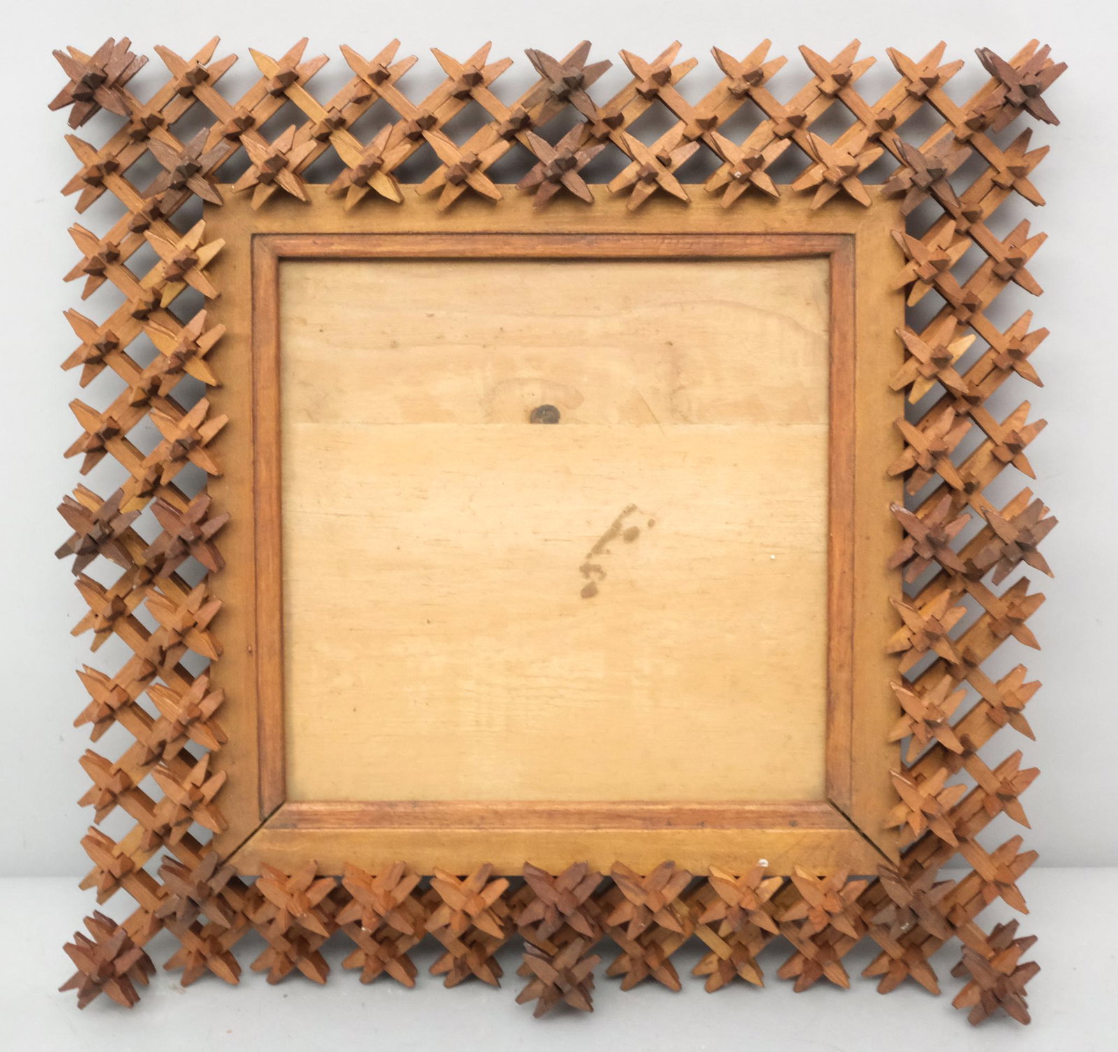 Tramp Art "Crown of Thorns" Frame: American, ca. 1920. Rabbet: 9 1/2" X 9 1/2", Overall: 15 1/2" X 15 1/2", Molding: 3 1/2"