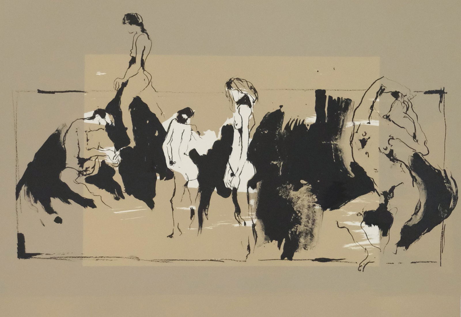 Gino Hollander, "Orgy": Gino F. Hollander (American/Spain 1924 - 2015) limited edition lithograph on paper depicting nude figures, pencil signed l.r. "Hollander 79" numbered "71/300" sheet size 21" X 28 3/4" Circle Fine Art,