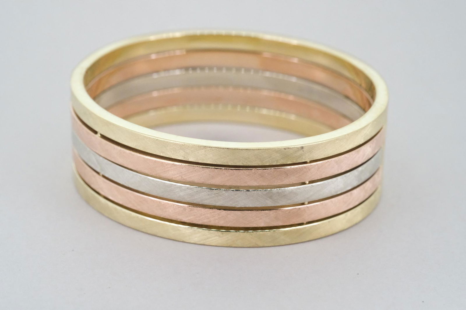 Tri-Color 14K Gold Hinged Bangle (1 of 4)