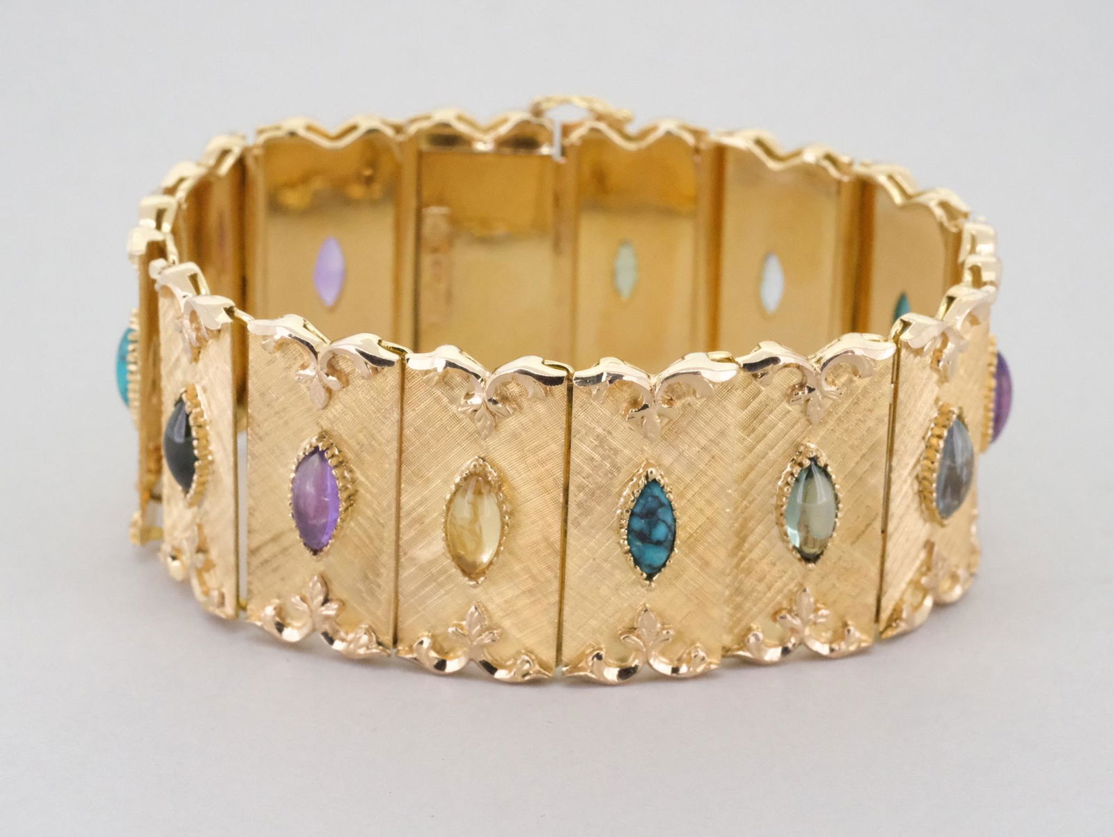 Italian 18K Gold Gemstone Tile Link Bracelet (1 of 7)