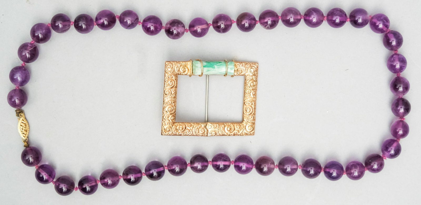 14K Gold Brooch & Gold & Amethyst Bead Necklace (1 of 5)