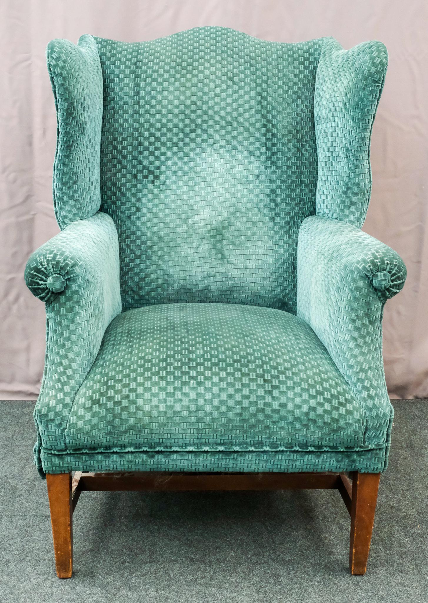 Green Brick Upholstered Wingback Armchair (1 of 8)