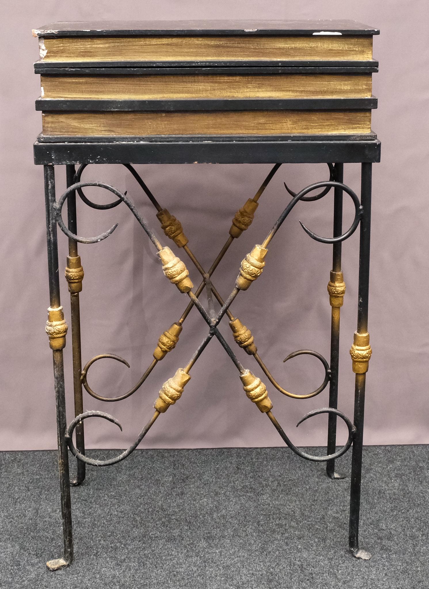 Metal and Wood Faux Book End Table (1 of 9)