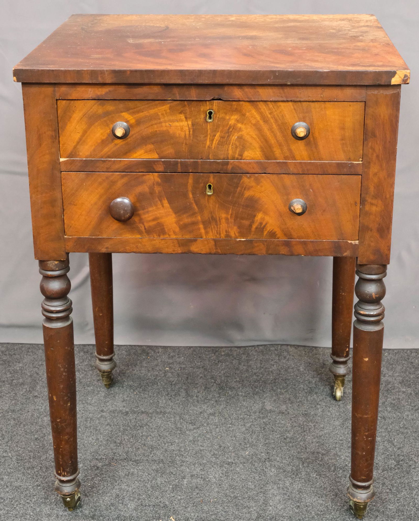 Walnut Sheraton Two drawer Stand (1 of 7)