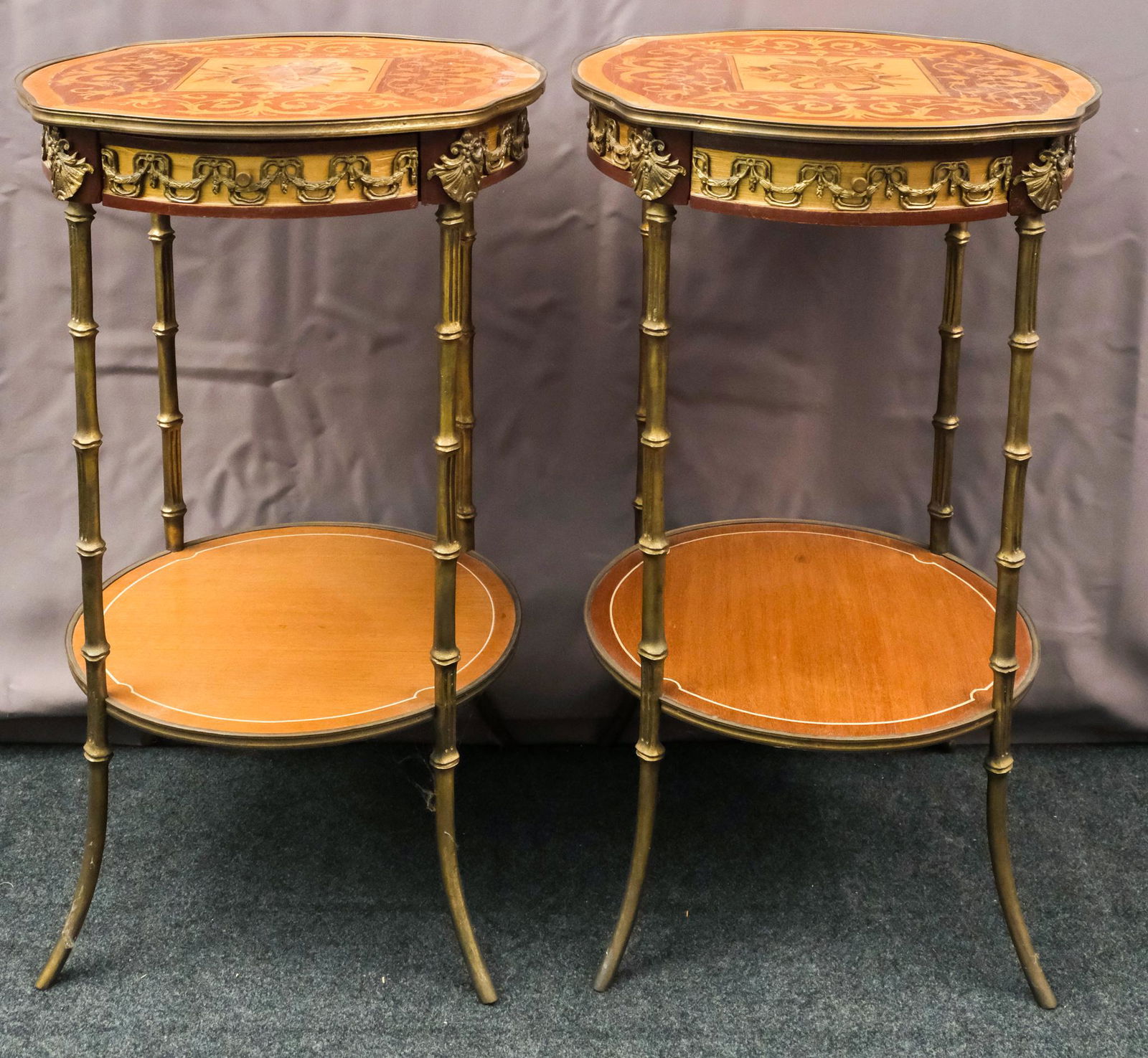 Pair of French Marquetry End Tables (1 of 8)